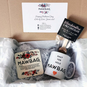 Shut Yer Hole Mawbag | Mothers Day Gift Set | Gifts for Mum | Mum Birthday Gift | Mum Gift Box | Mum Gift | Mum Coaster | Mum Mug Funny